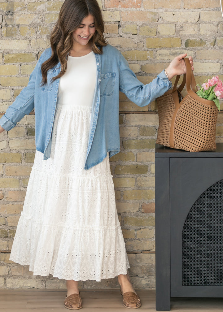 Sera Maxi Dress | Sleeveless, Soft Ribbed Bodice, Eyelet Lace 4