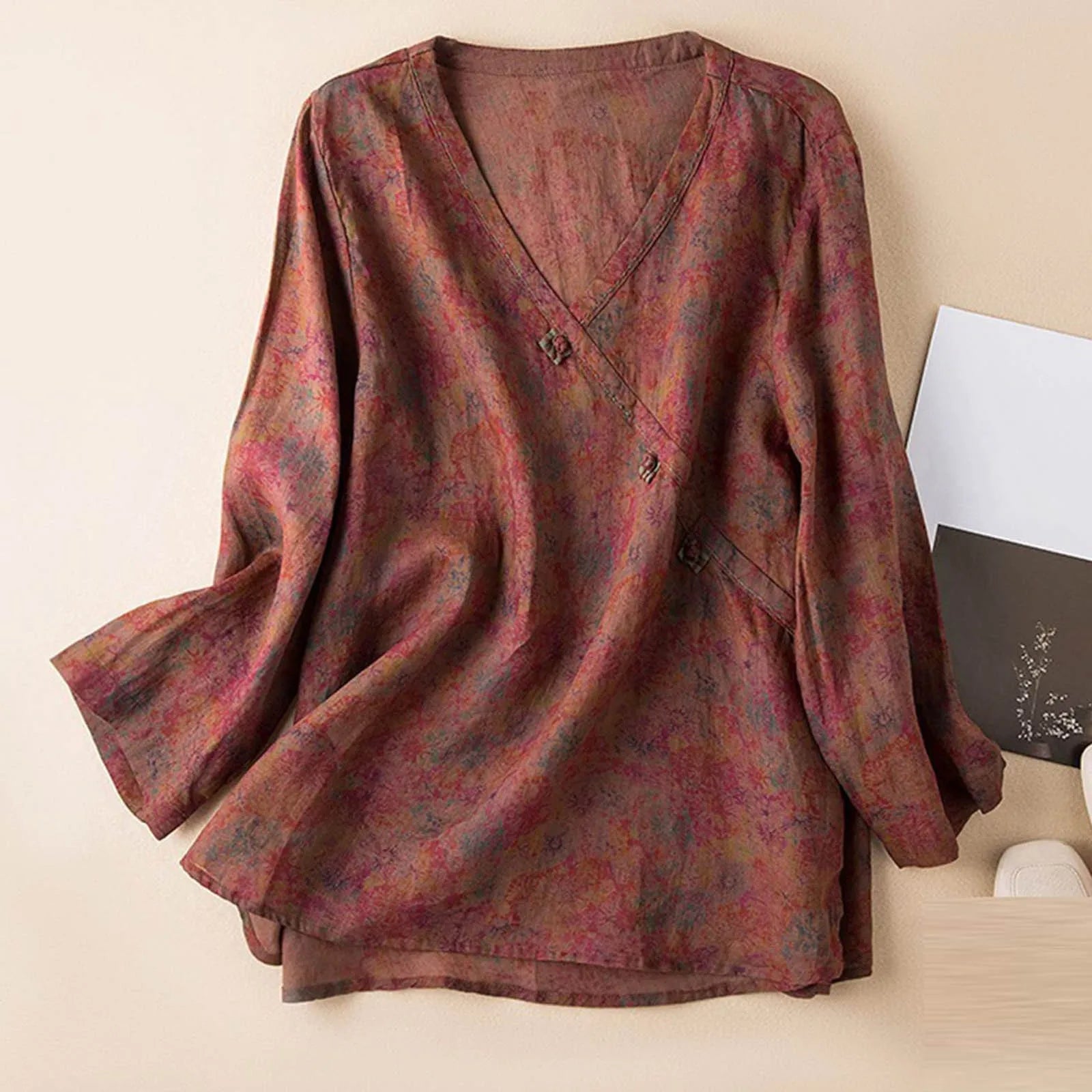 Kairo Crosswrap Blouse | Linen Blend, Asymmetrical Design for Women - 1