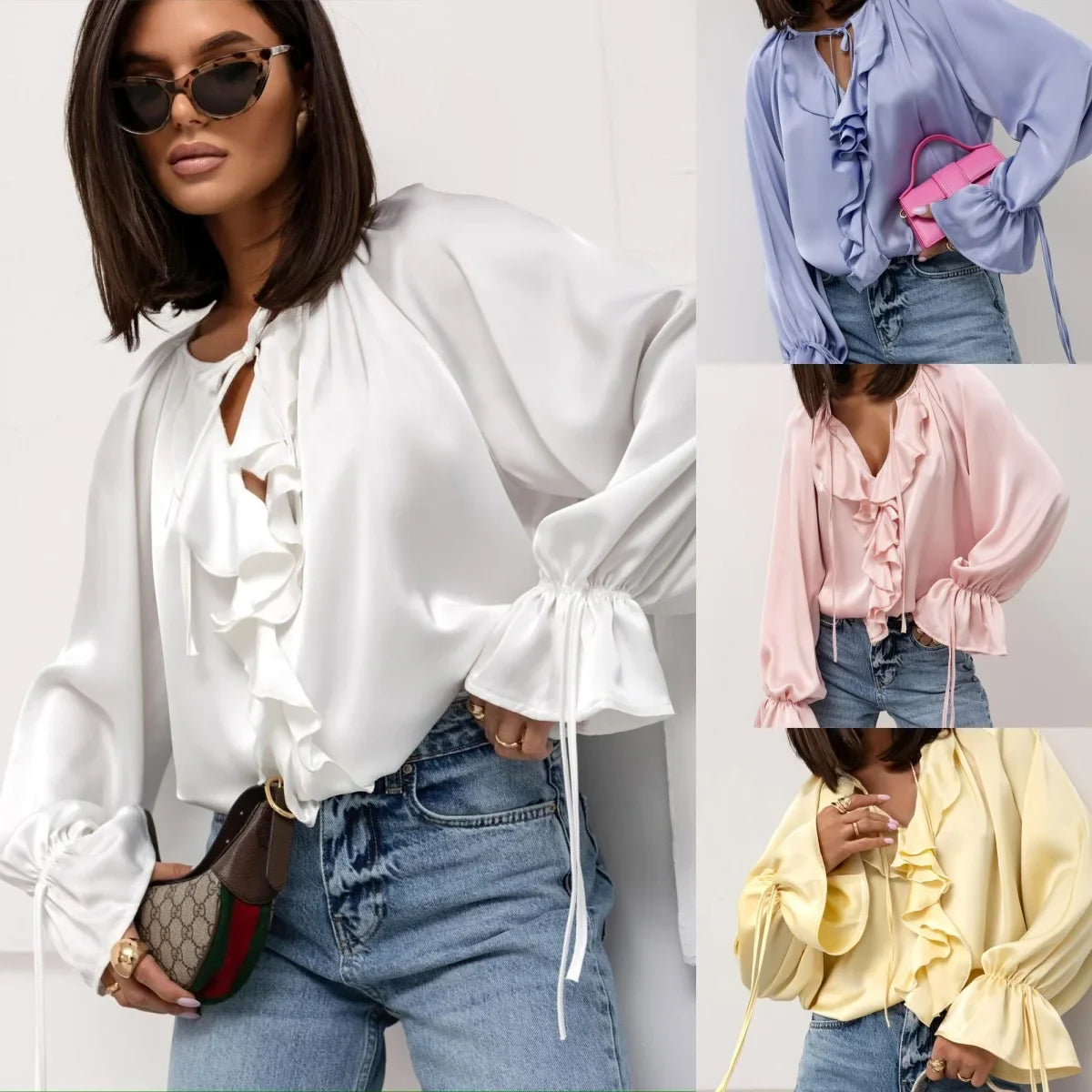 Liora | Satin Ruffle Blouse