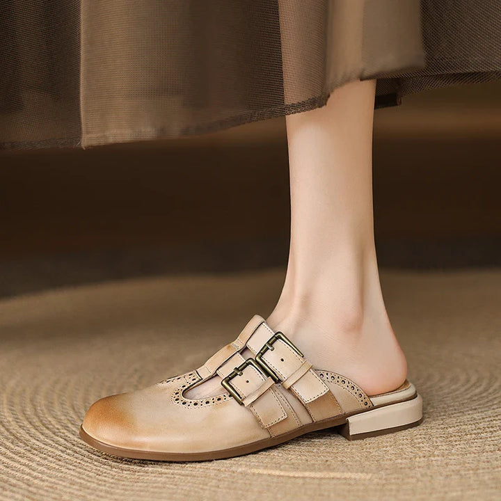 Theodora Mule Heels featuring soft leather material and a comfortable block heel, perfect for stylish and easy wear. - 11