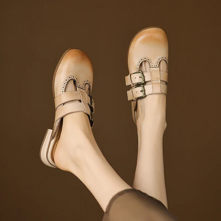 Theodora Mule Heels featuring soft leather material and a comfortable block heel, perfect for stylish and easy wear. - 21