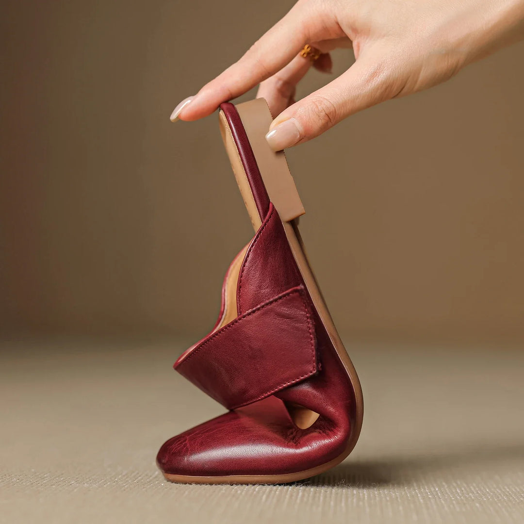 Yena | Leather Square Toe Chunky Heel Mules