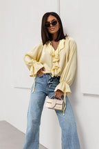 Liora | Satin Ruffle Blouse
