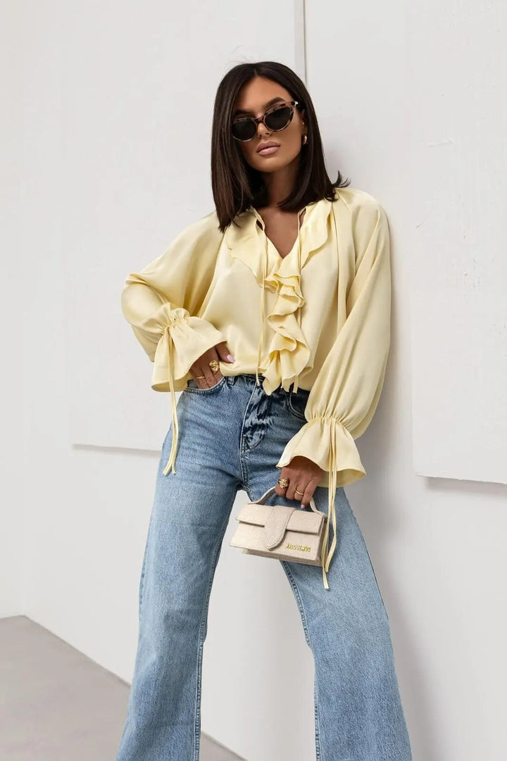 Liora | Satin Ruffle Blouse