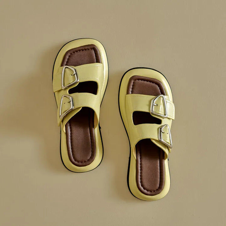 Selma Twin-Buckle Slide Sandals