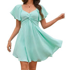Sienna Women's Dress | Lightweight Chiffon, Flutter Sleeve 0
