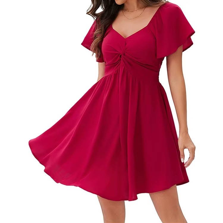 Sienna Women's Dress | Lightweight Chiffon, Flutter Sleeve 2