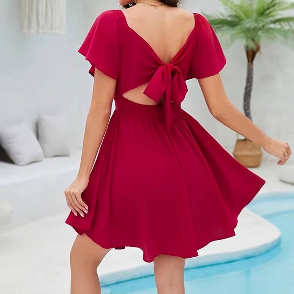 Sienna Women's Dress | Lightweight Chiffon, Flutter Sleeve 3