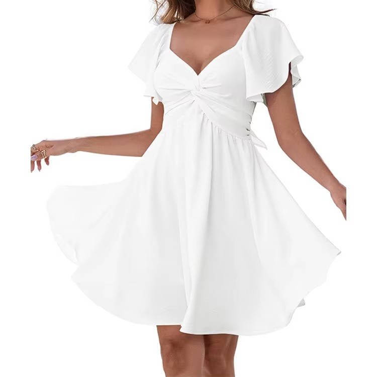 Sienna Women's Dress | Lightweight Chiffon, Flutter Sleeve 7