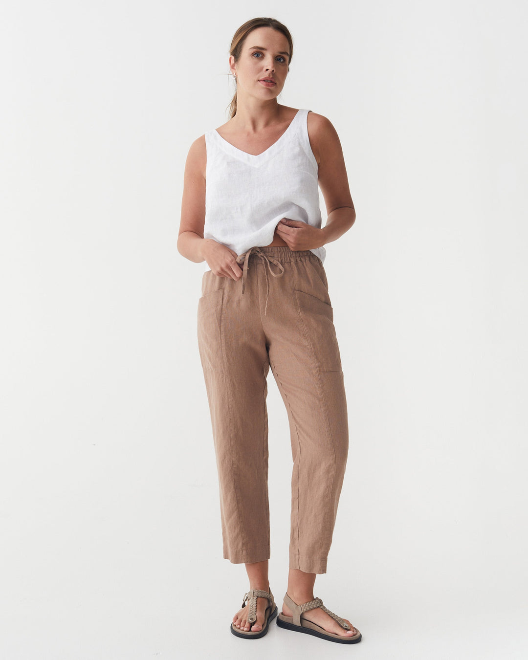 Sierra Linen Pants | Relaxed Fit, Lightweight, Elastic Waist, Tapered Leg 0