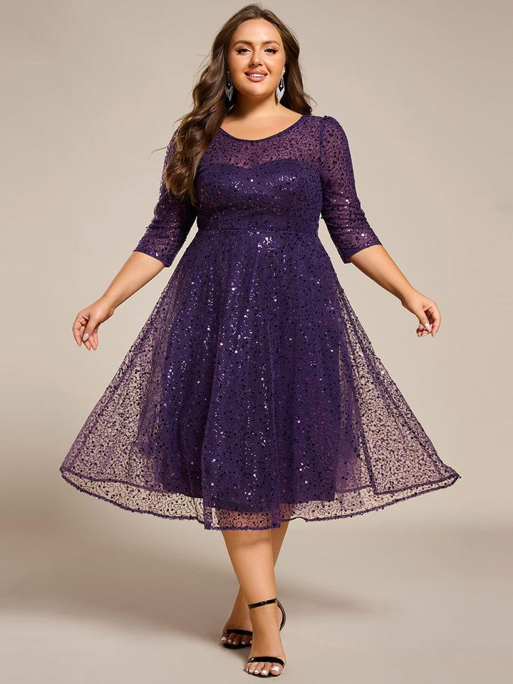 Sierra Midi Dress | Sparkly Sequin, 3/4 Sleeve for Women 10