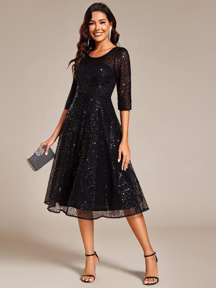 Sierra Midi Dress | Sparkly Sequin, 3/4 Sleeve for Women 12