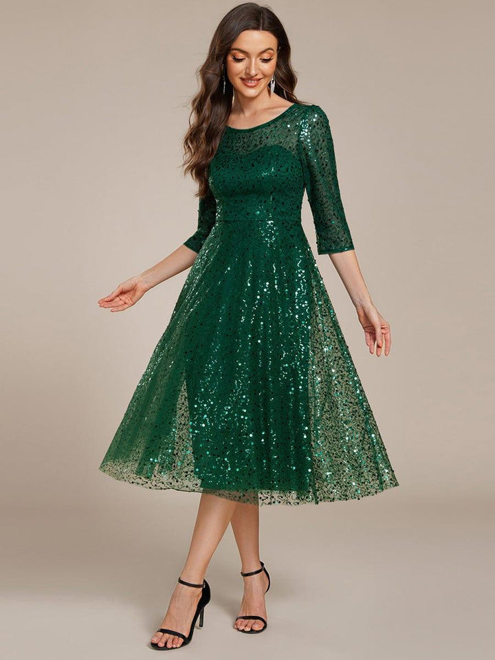 Sierra Midi Dress | Sparkly Sequin, 3/4 Sleeve for Women 13