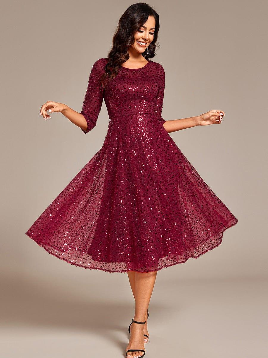 Sierra Midi Dress | Sparkly Sequin, 3/4 Sleeve for Women 2