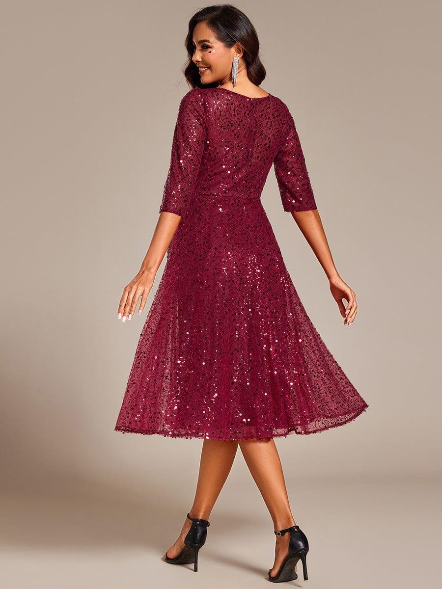 Sierra Midi Dress | Sparkly Sequin, 3/4 Sleeve for Women 3