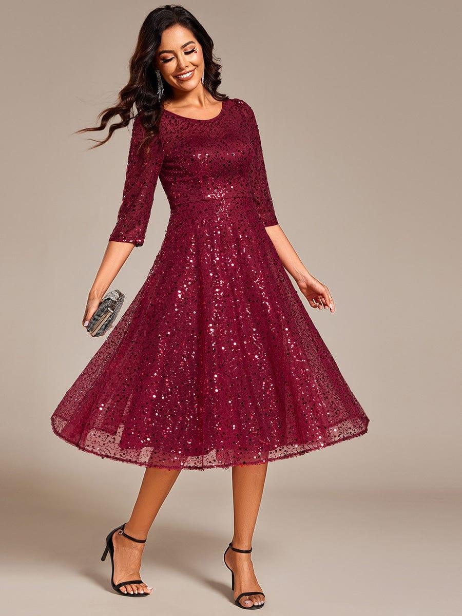 Sierra Midi Dress | Sparkly Sequin, 3/4 Sleeve for Women 5