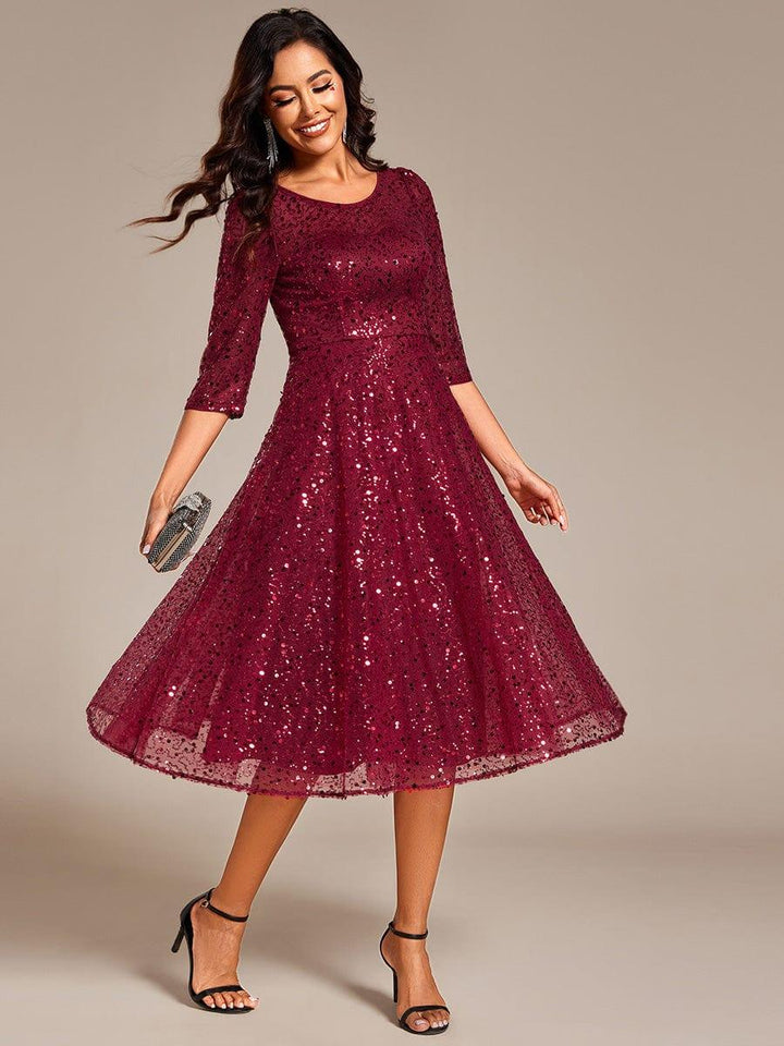 Sierra Midi Dress | Sparkly Sequin, 3/4 Sleeve for Women 5