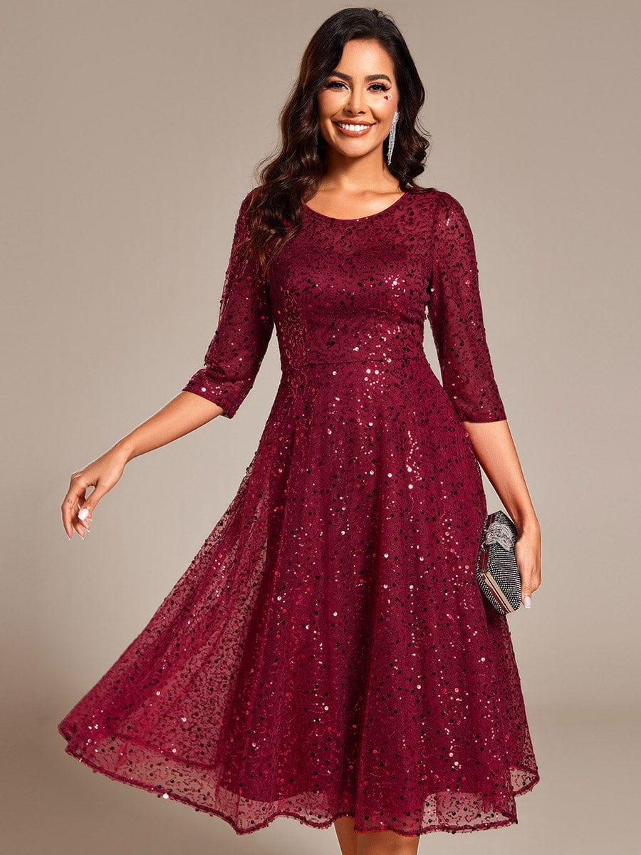 Sierra Midi Dress | Sparkly Sequin, 3/4 Sleeve for Women 6