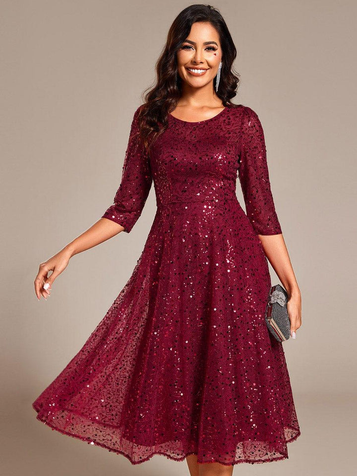 Sierra Midi Dress | Sparkly Sequin, 3/4 Sleeve for Women 6