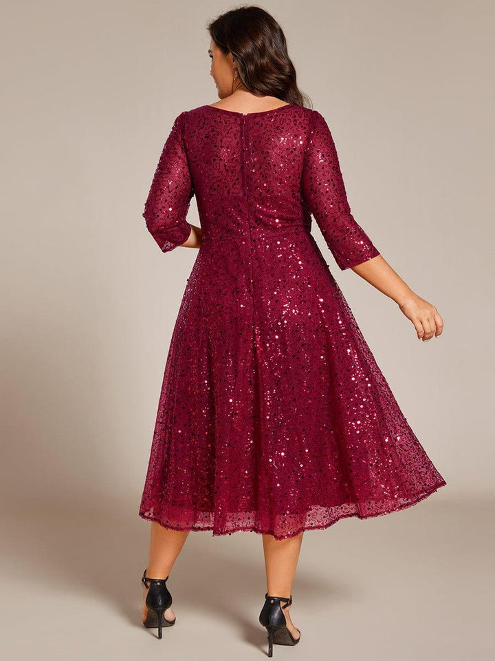 Sierra Midi Dress | Sparkly Sequin, 3/4 Sleeve for Women 8