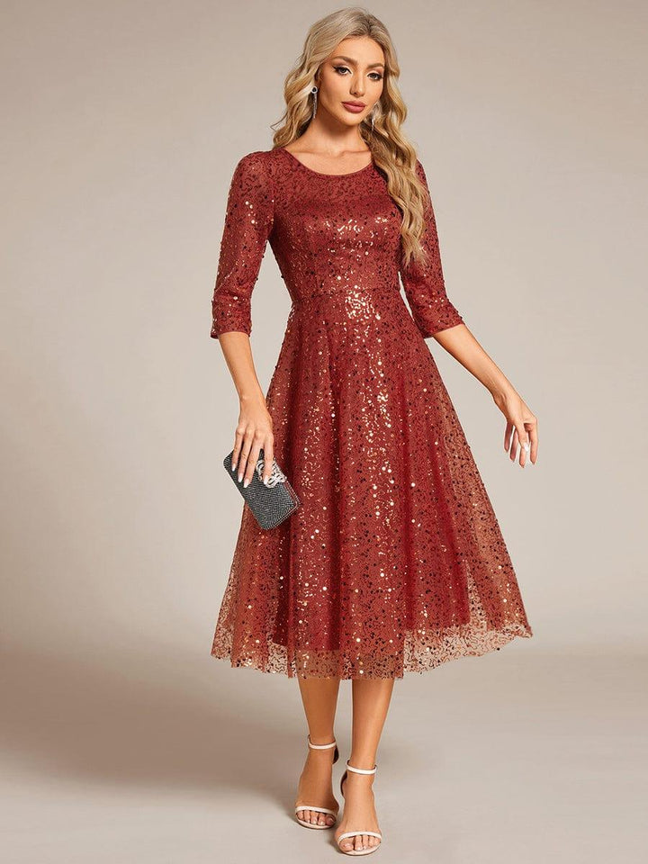 Sierra Midi Dress | Sparkly Sequin, 3/4 Sleeve for Women 9