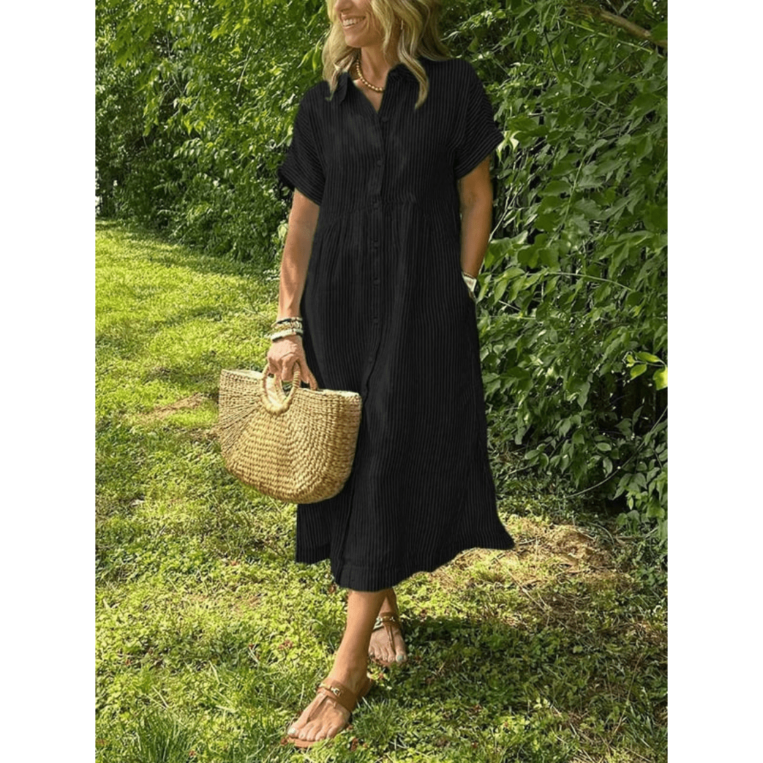 Sierra Shirt Dress | Soft Cotton Blend, Striped Button-Down Design 4
