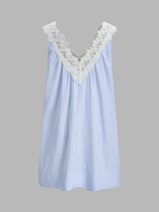 Sierra Women's Dress | Striped Lace Trim, V-Neck Mini Summer Dress 2