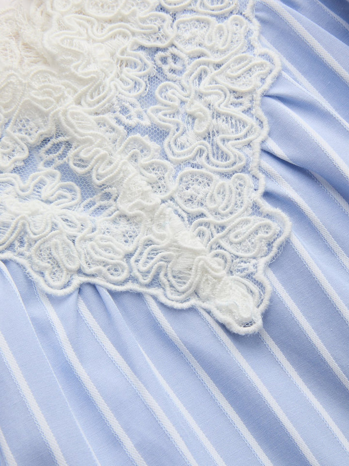 Sierra Women's Dress | Striped Lace Trim, V-Neck Mini Summer Dress 4