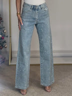 Sierra Women's Jeans | High Waist, Straight Leg, Glittering Fabric 1