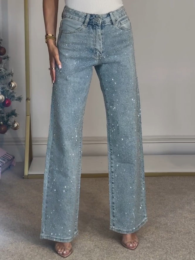 Sierra Women's Jeans | High Waist, Straight Leg, Glittering Fabric 1