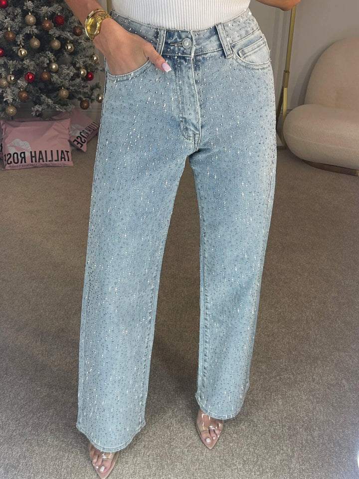 Sierra Women's Jeans | High Waist, Straight Leg, Glittering Fabric 3