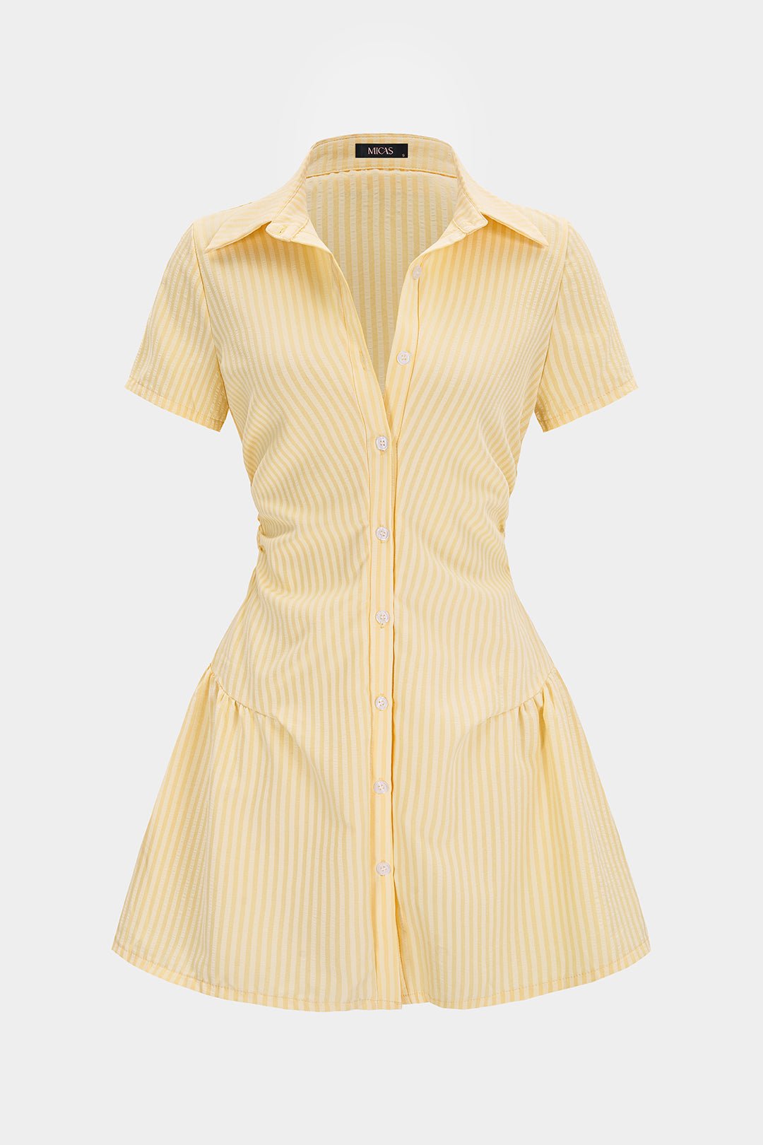 Sierra Womens Dress | Striped Mini, V-Neck, Short Sleeve 0