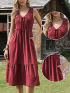Sleek Aline Dress | Sleeveless, Midi Length, Flowy Polyester Summer Dress for Women 0