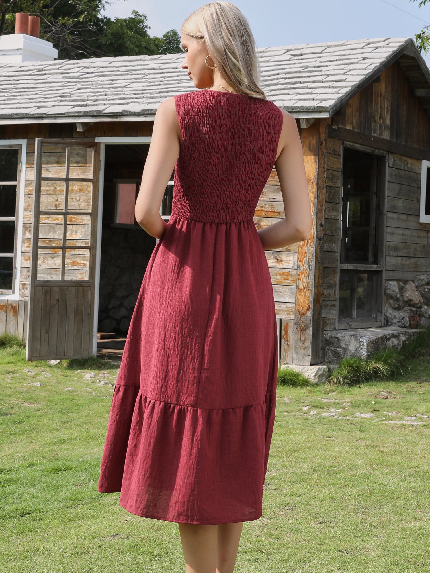 Sleek Aline Dress | Sleeveless, Midi Length, Flowy Polyester Summer Dress for Women 1