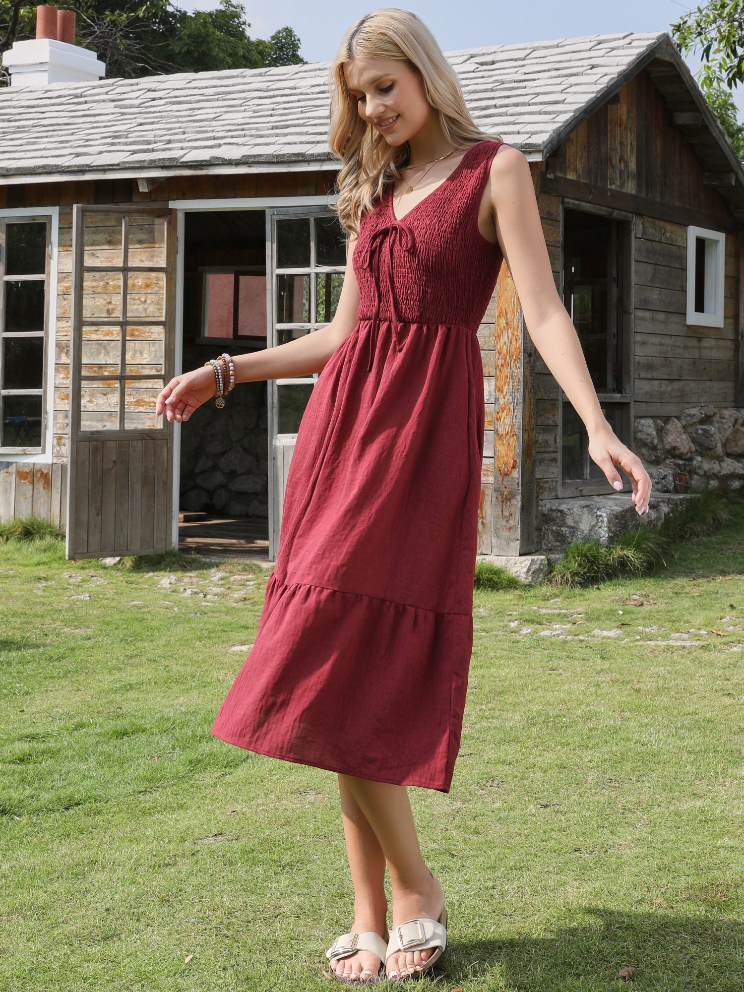 Sleek Aline Dress | Sleeveless, Midi Length, Flowy Polyester Summer Dress for Women 2