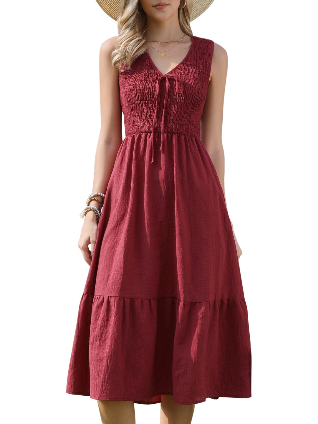 Sleek Aline Dress | Sleeveless, Midi Length, Flowy Polyester Summer Dress for Women 3