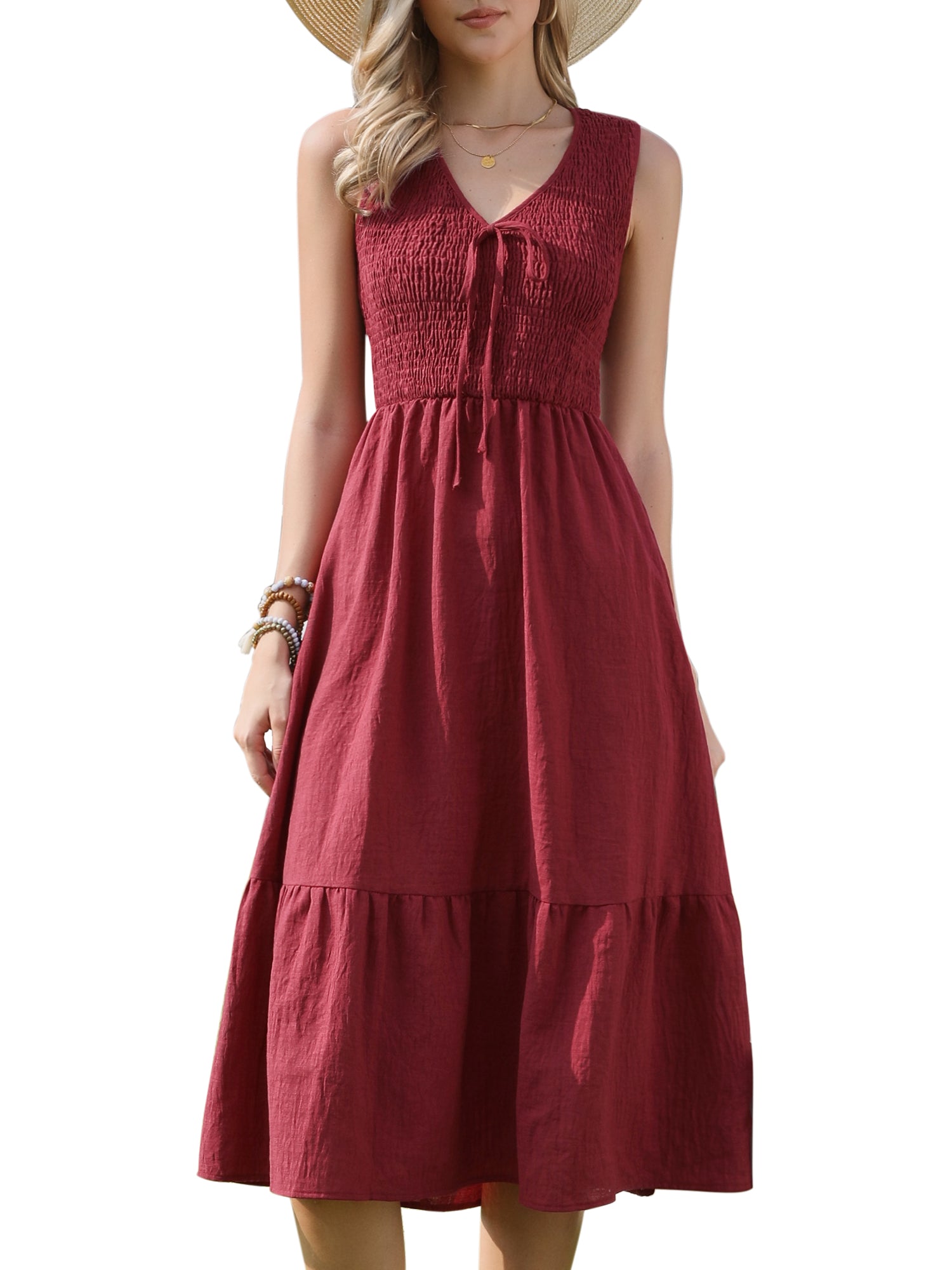 Sleek Aline Dress | Sleeveless, Midi Length, Flowy Polyester Summer Dress for Women 3