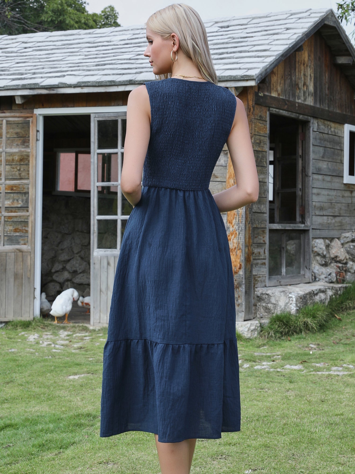 Sleek Aline Dress | Sleeveless, Midi Length, Flowy Polyester Summer Dress for Women 6