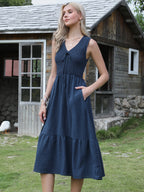 Sleek Aline Dress | Sleeveless, Midi Length, Flowy Polyester Summer Dress for Women 7