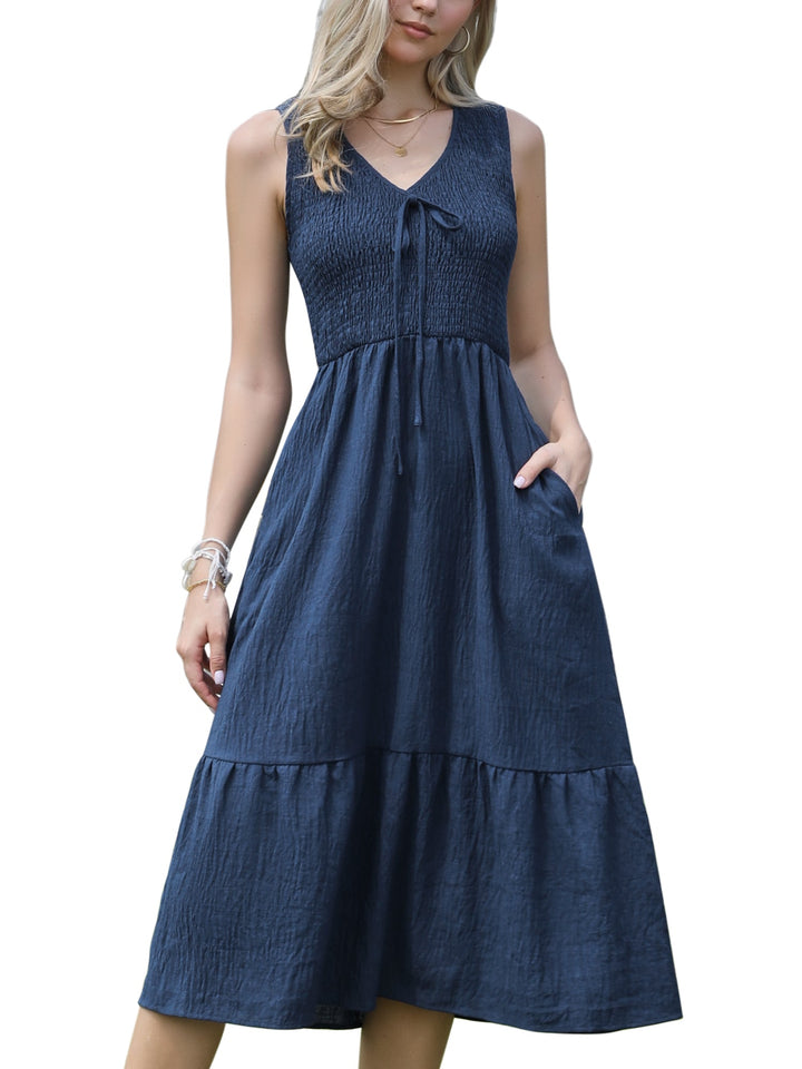 Sleek Aline Dress | Sleeveless, Midi Length, Flowy Polyester Summer Dress for Women 8