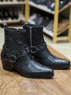 Snake Pointed Cuban Heel Boots