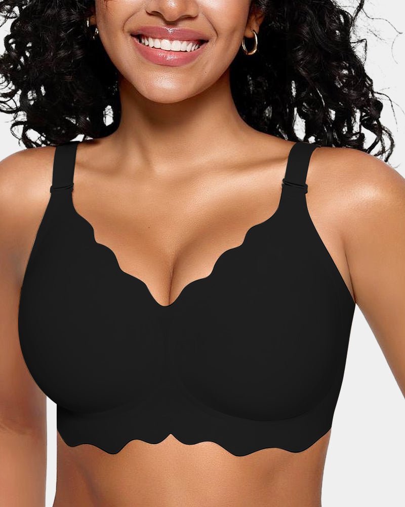 Sofia Wireless Bra | Soft, No Underwire Full Coverage with Scalloped Design 0