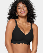 Sofia Wireless Bra | Soft, No Underwire Full Coverage with Scalloped Design 1