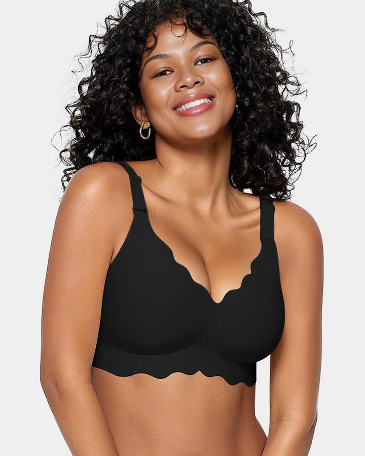 Sofia Wireless Bra | Soft, No Underwire Full Coverage with Scalloped Design 1