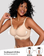 Sofia Wireless Bra | Soft, No Underwire Full Coverage with Scalloped Design 6