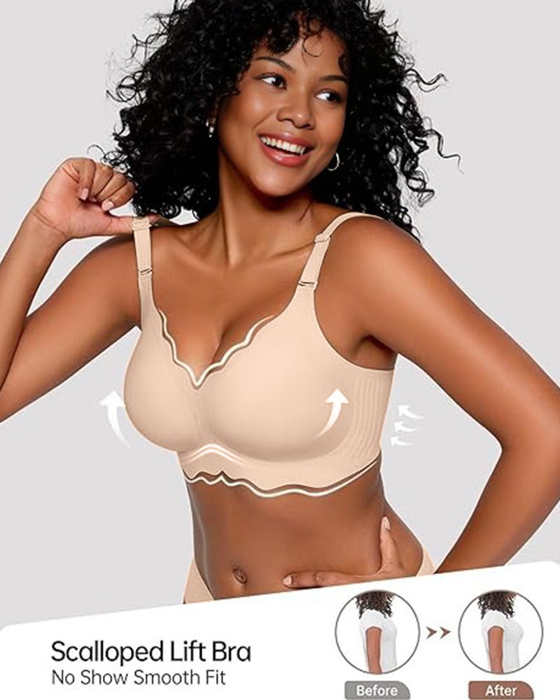 Sofia Wireless Bra | Soft, No Underwire Full Coverage with Scalloped Design 6