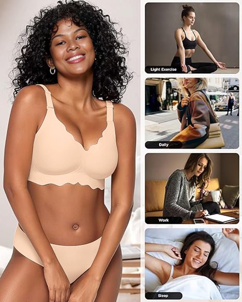 Sofia Wireless Bra | Soft, No Underwire Full Coverage with Scalloped Design 7