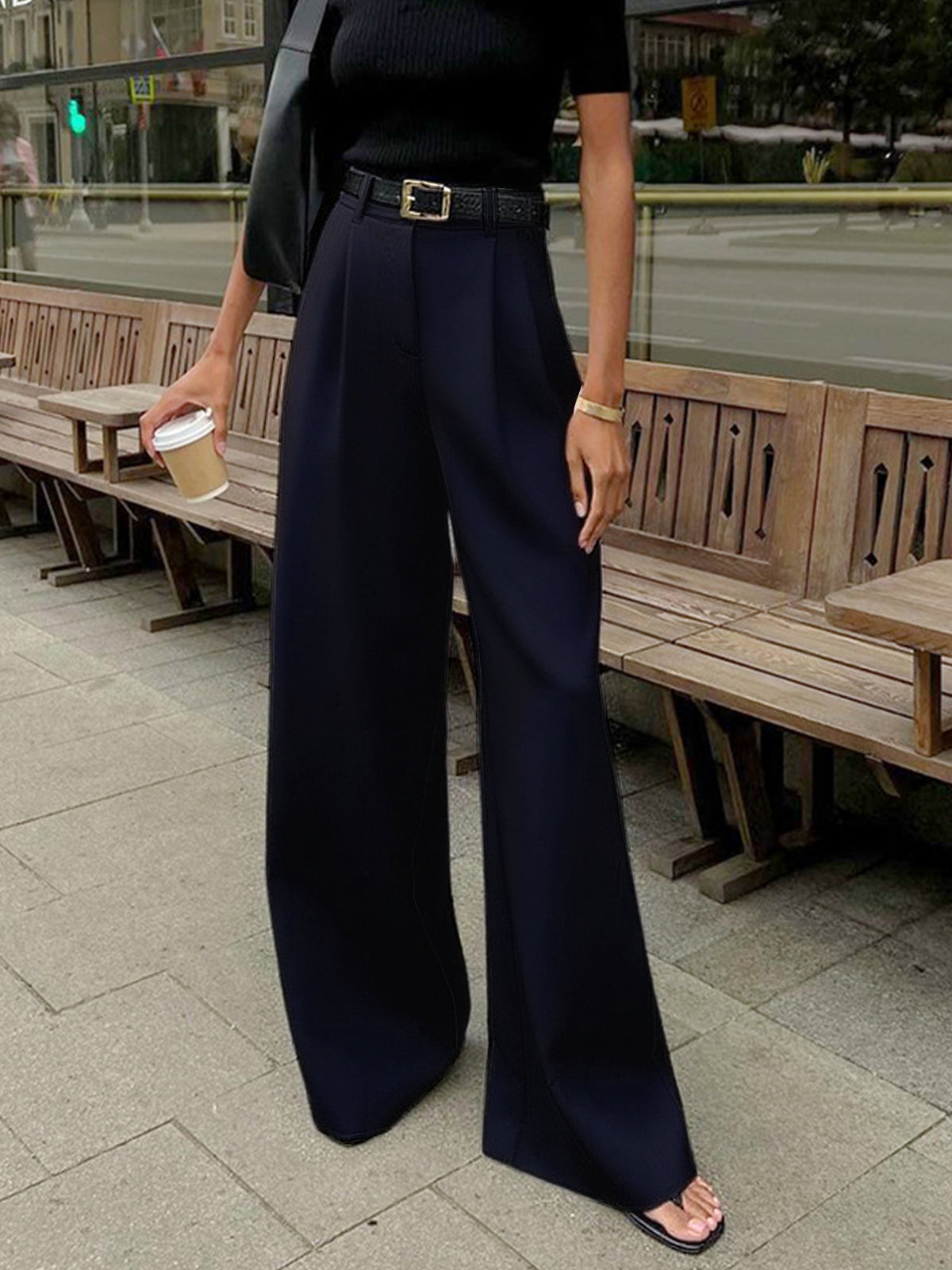 Sola Wide Leg Pants Women | Flowy Woven Fabric, Regular Fit 11