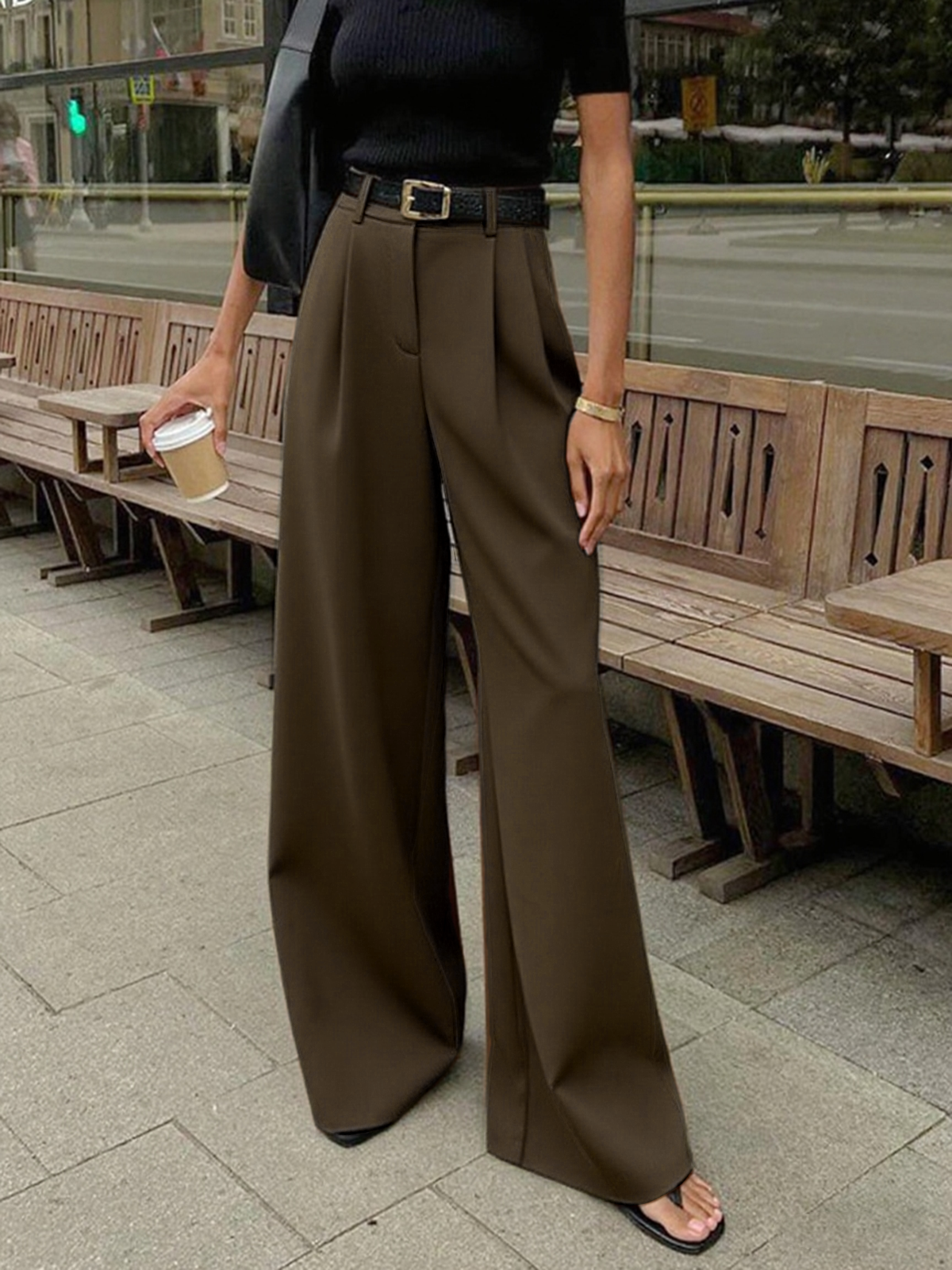 Sola Wide Leg Pants Women | Flowy Woven Fabric, Regular Fit 12