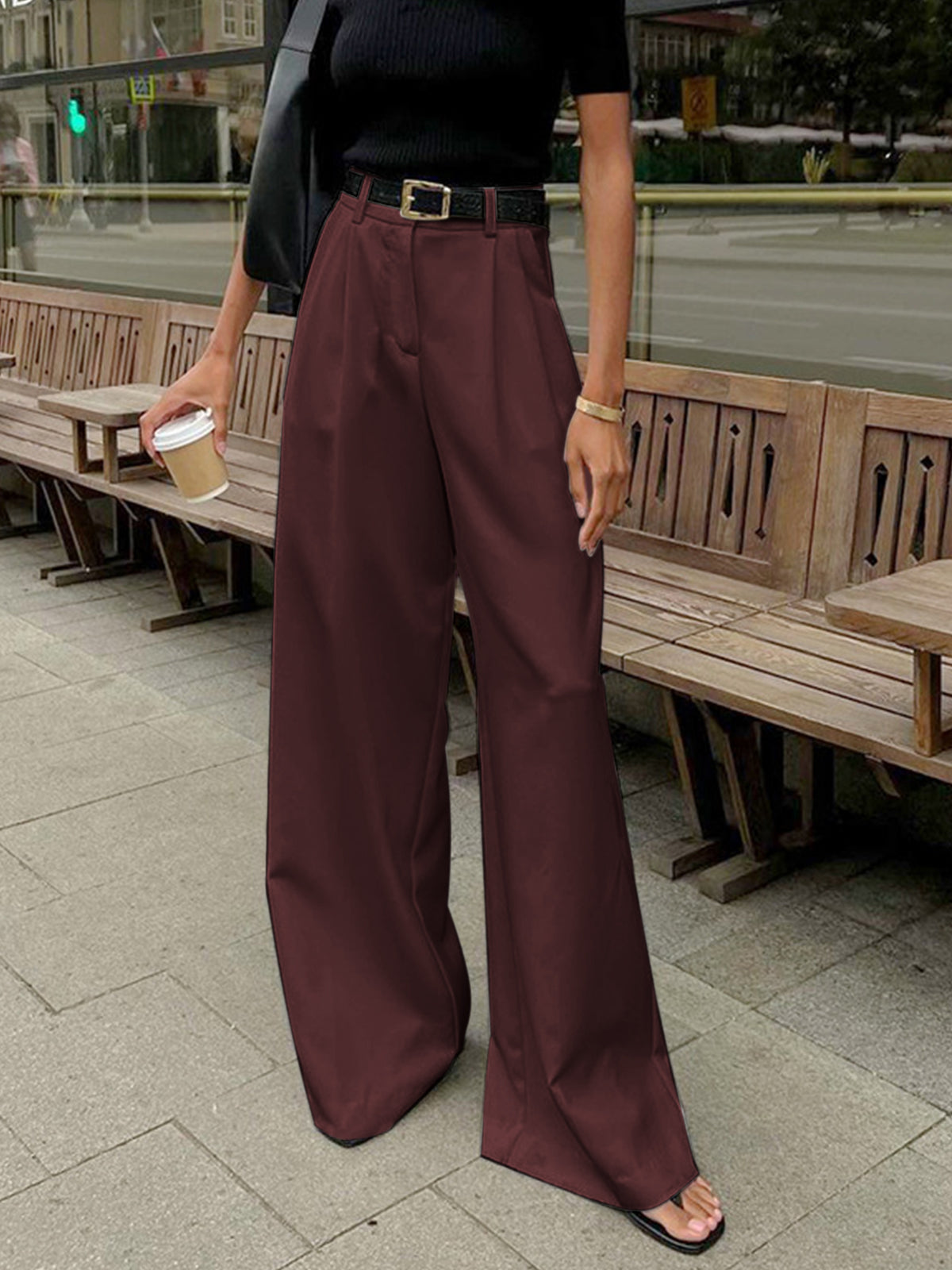 Sola Wide Leg Pants Women | Flowy Woven Fabric, Regular Fit 13